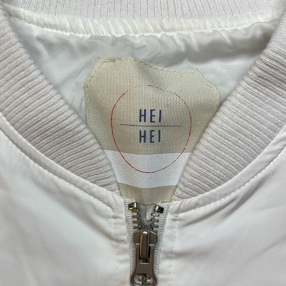 Anthropologie Hei Hei White Zip Front Bomber Jacket Size Medium - Picture 3 of 11